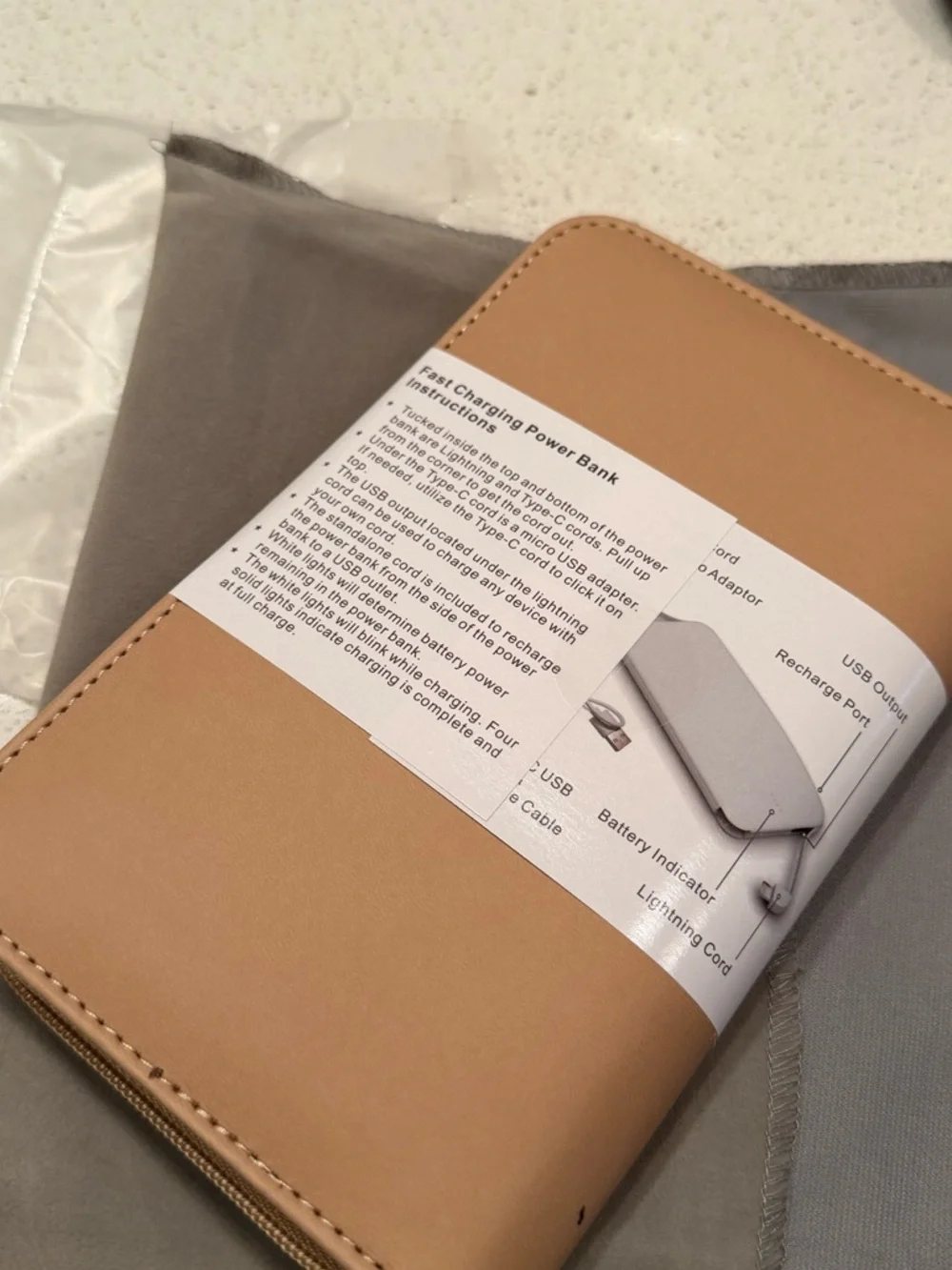 Tan Phone Charger & Passport Holder by Up and Away